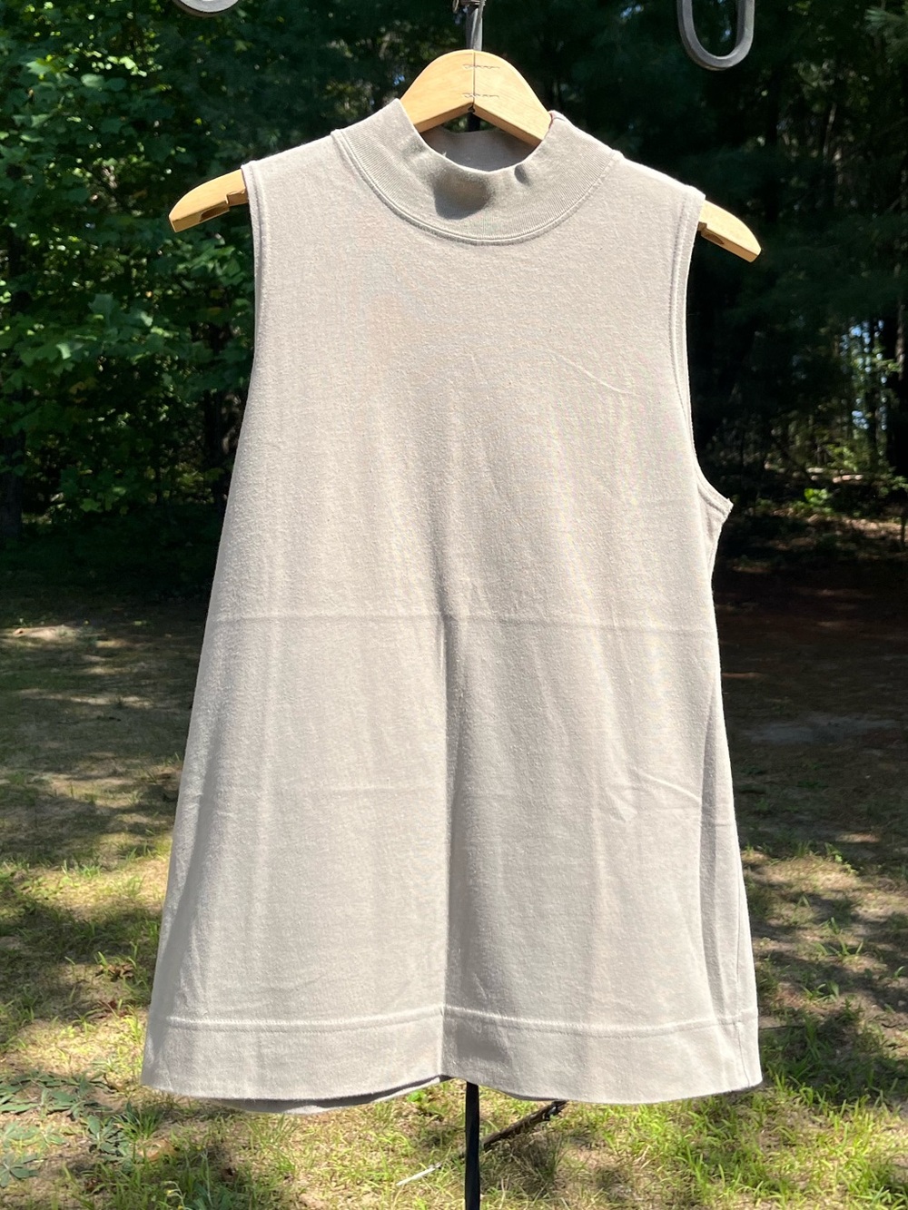 80s Tarazzia Neutral Taupe Mock Neck Tank Top Size L Minimal Basics Casual